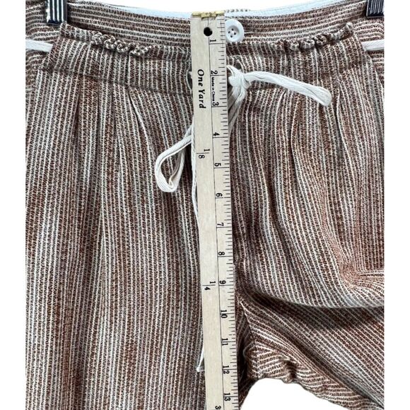 Free People Light At Sunrise Pants Women 4 Brown White Cotton Crop Resort Boho - Picture 9 of 15